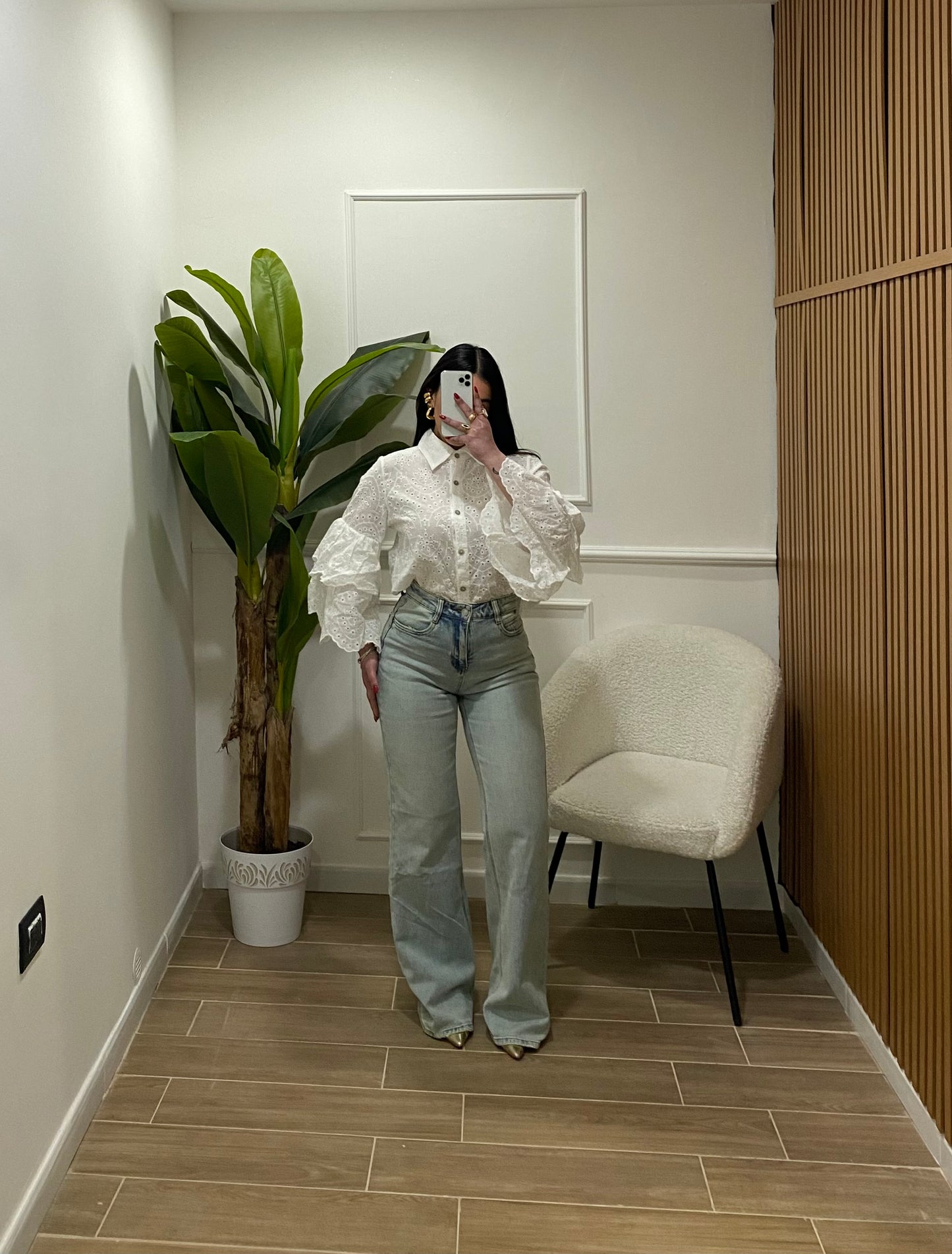 Jeans palazzo sfumato beige