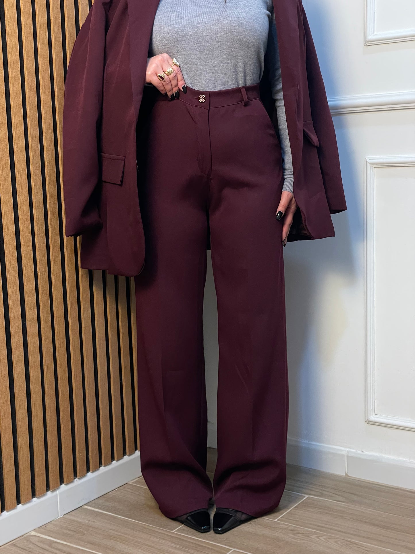 Pantalone palazzo tasche Burgundy