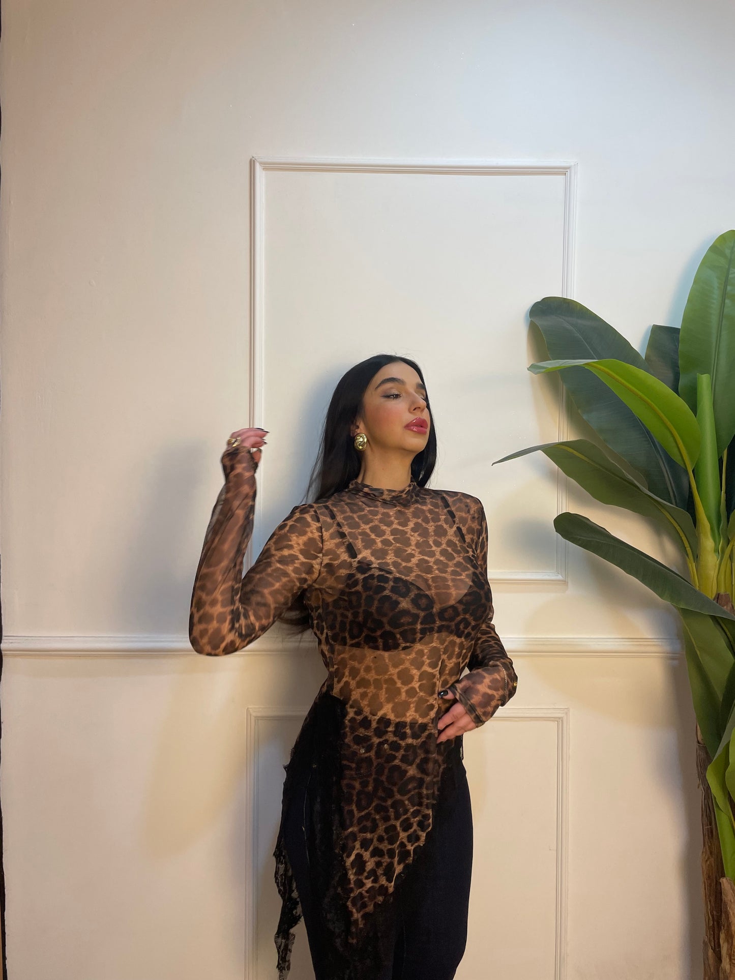 Maglia asimmetrica animalier