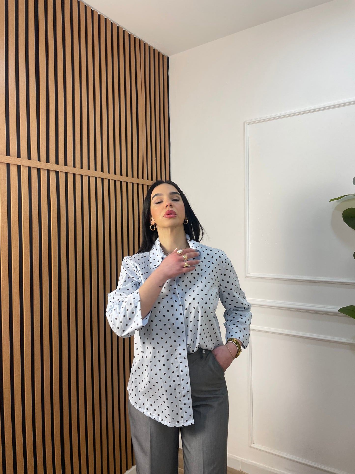 Camicia pois manica trequarti