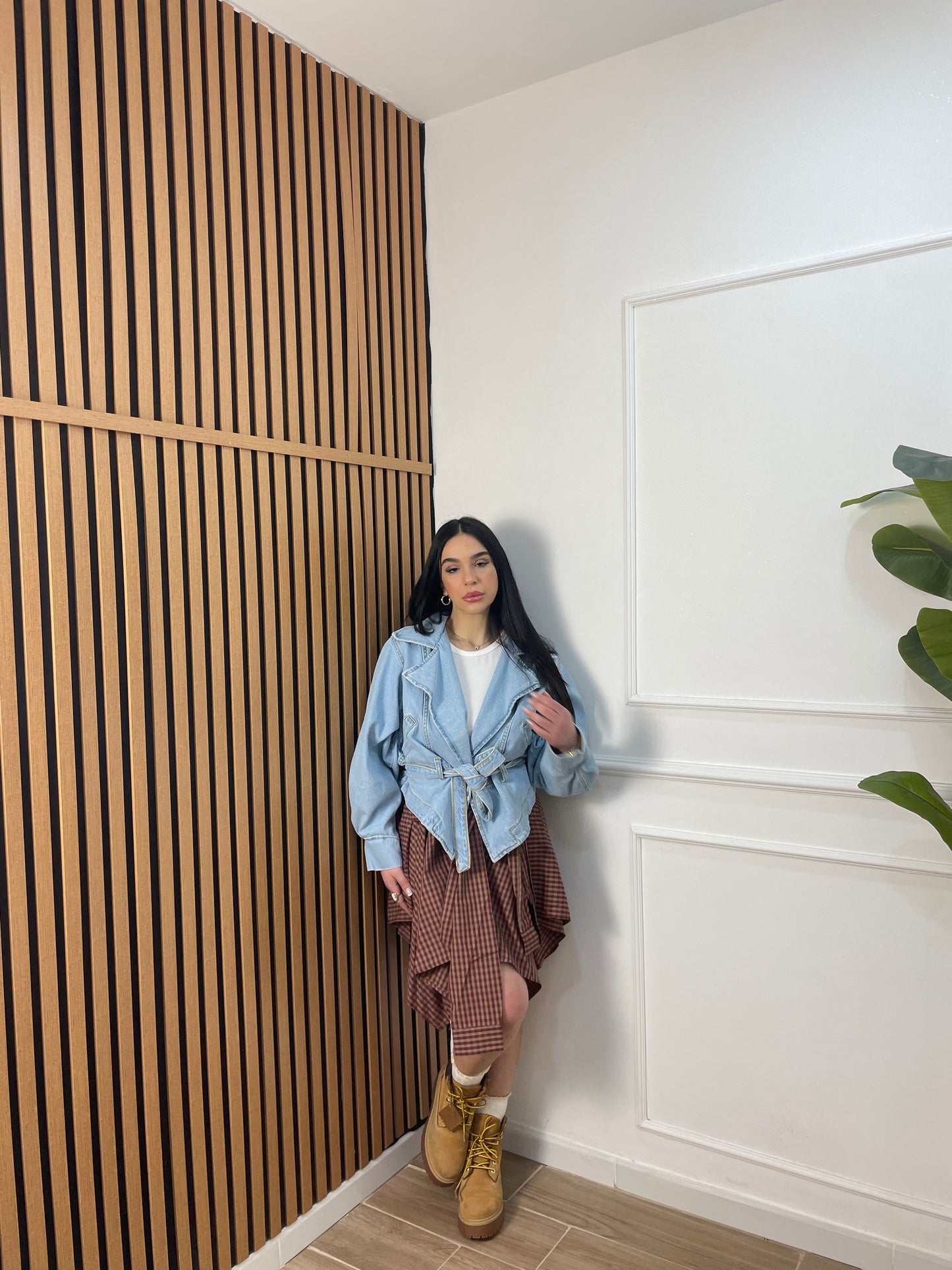 Trench denim crop