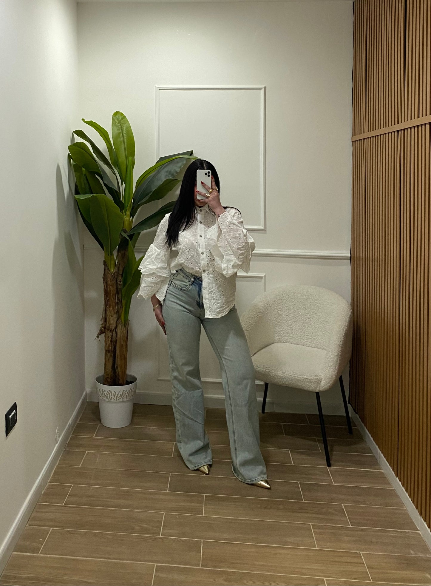 Jeans palazzo sfumato beige