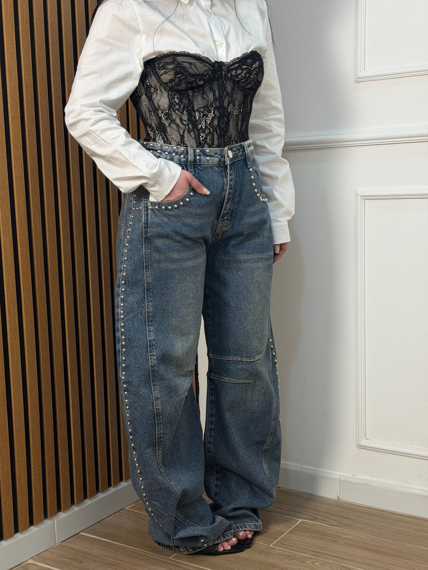 Jeans balloon borchie