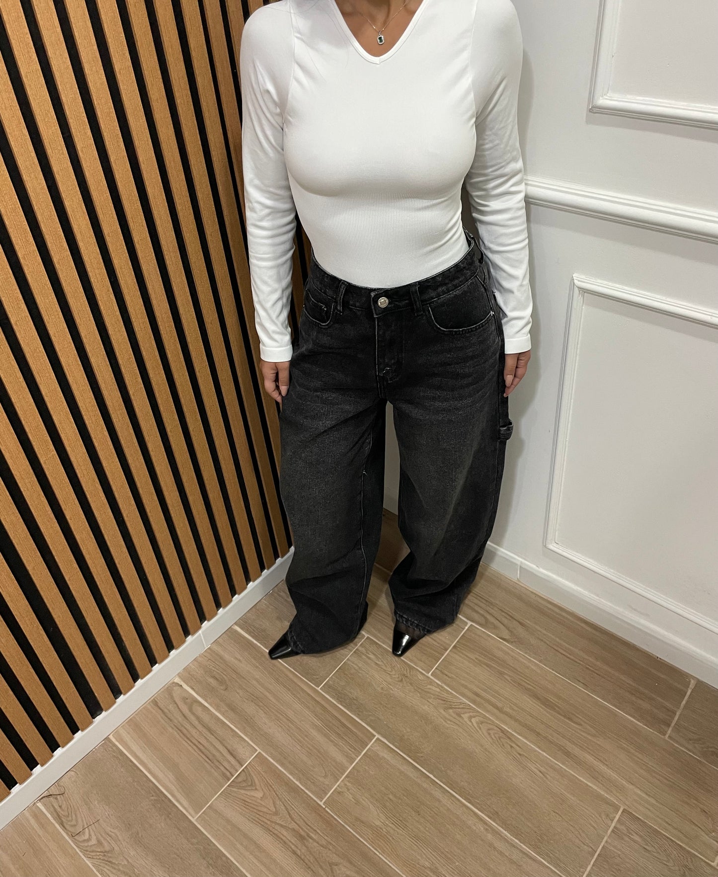 Jeans balloon nero sfumato