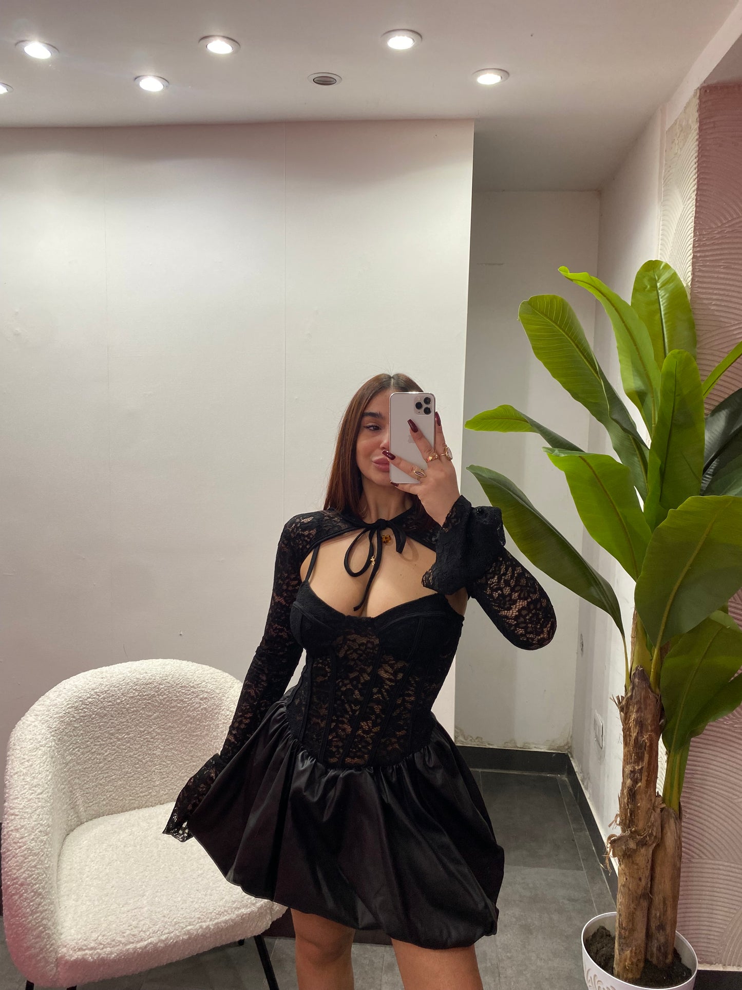 Dress balloon pizzo con coprispalle