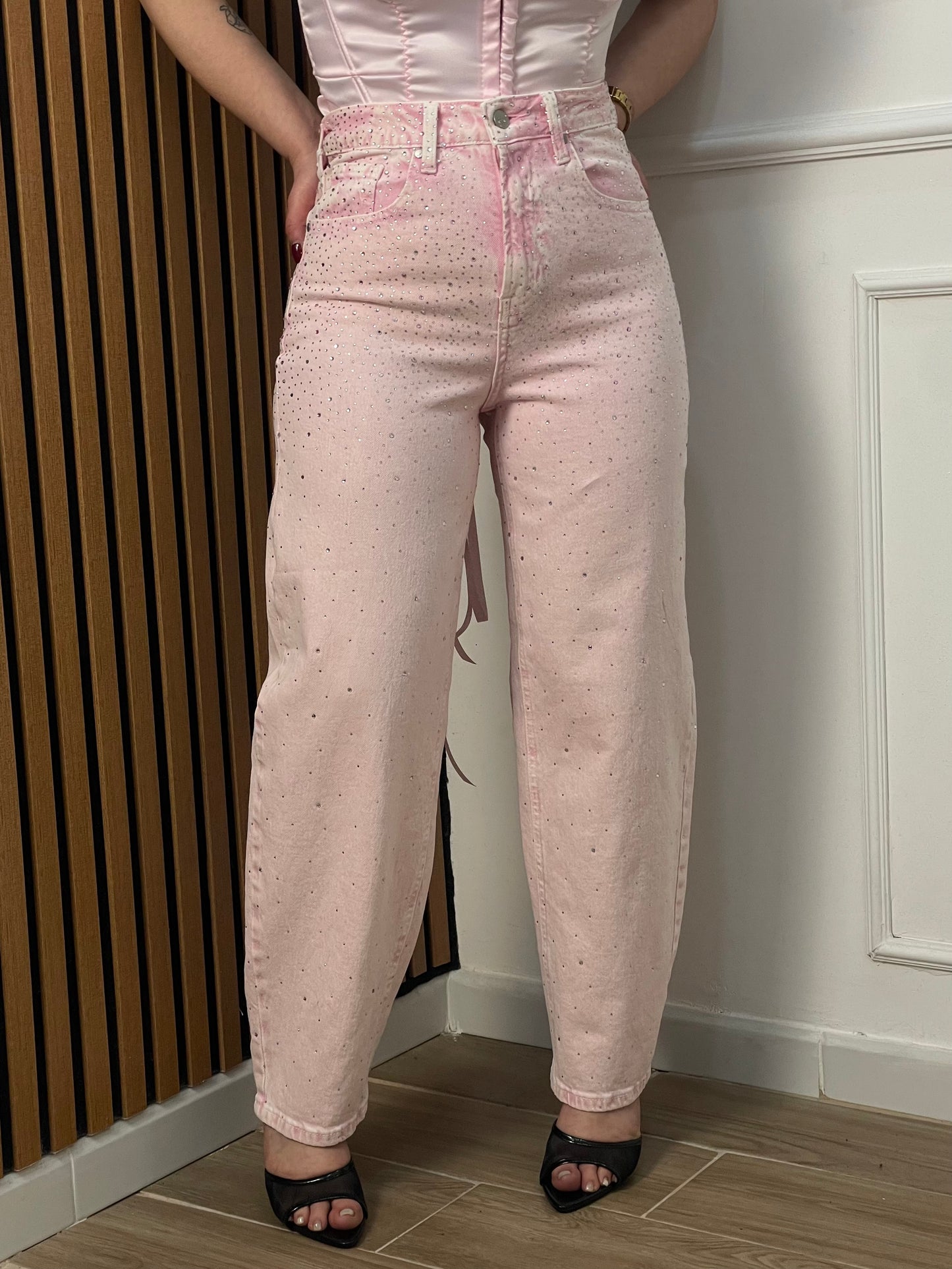 Jeans Swarovski pink