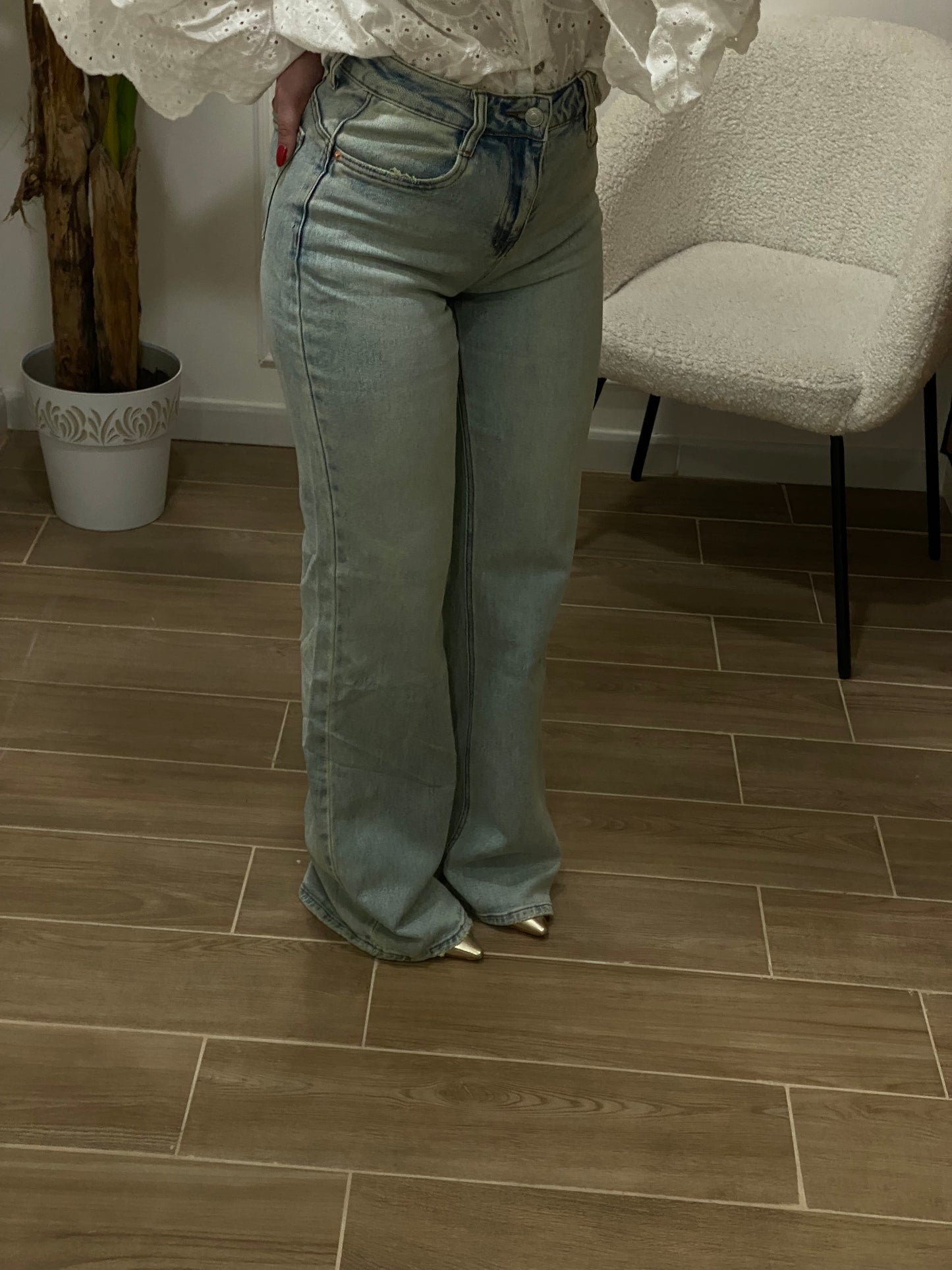 Jeans palazzo sfumato beige