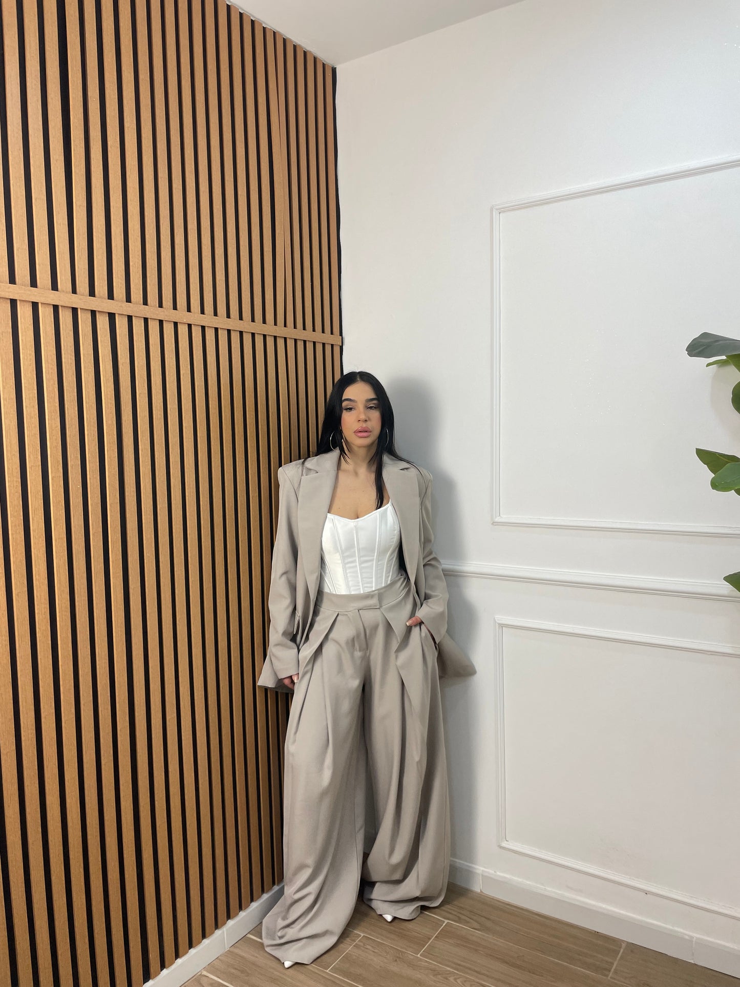 Blazer oversize fango