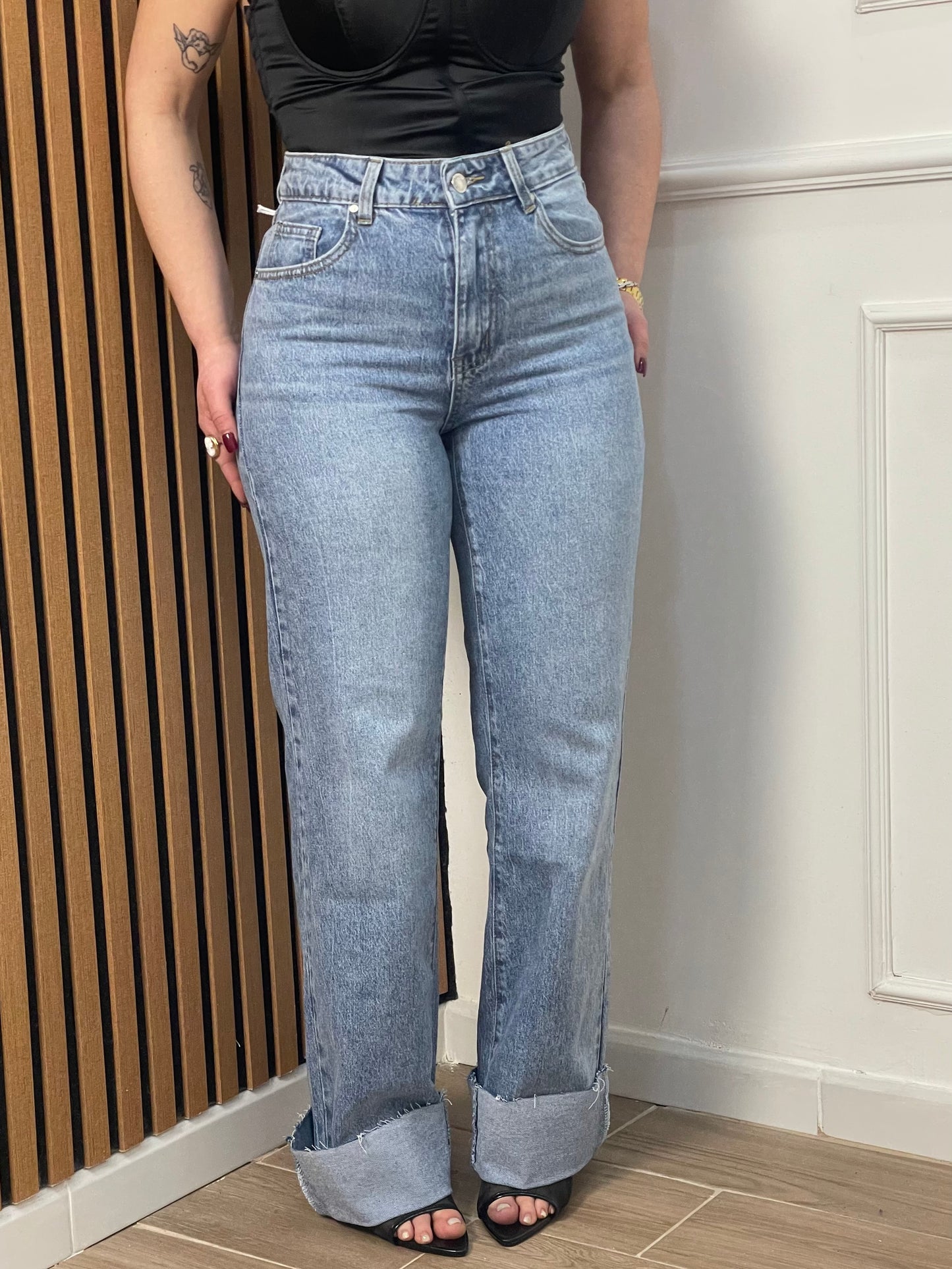 Jeans gamba diritta risvolto