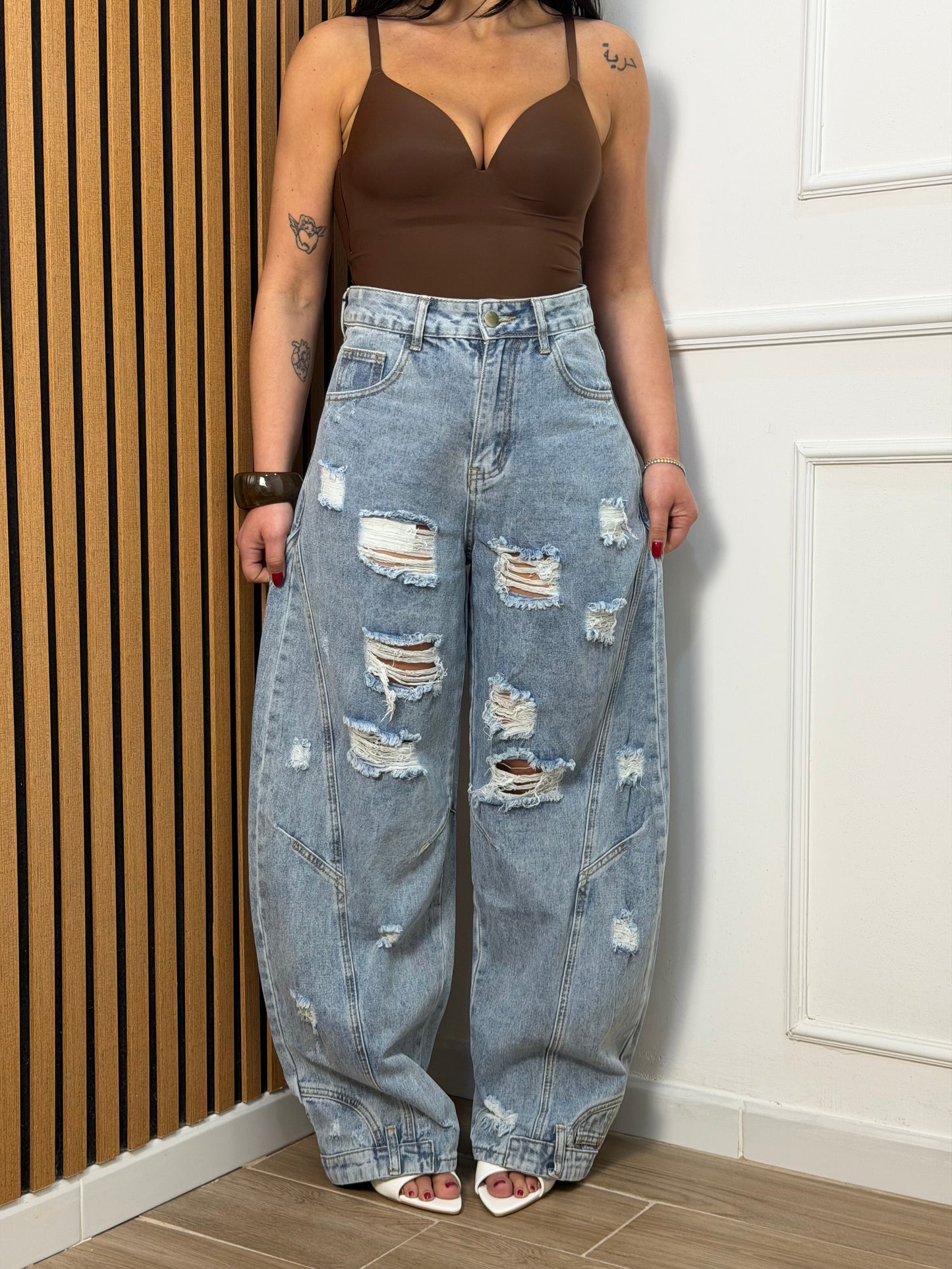 Jeans balloon up&down sfrangiato