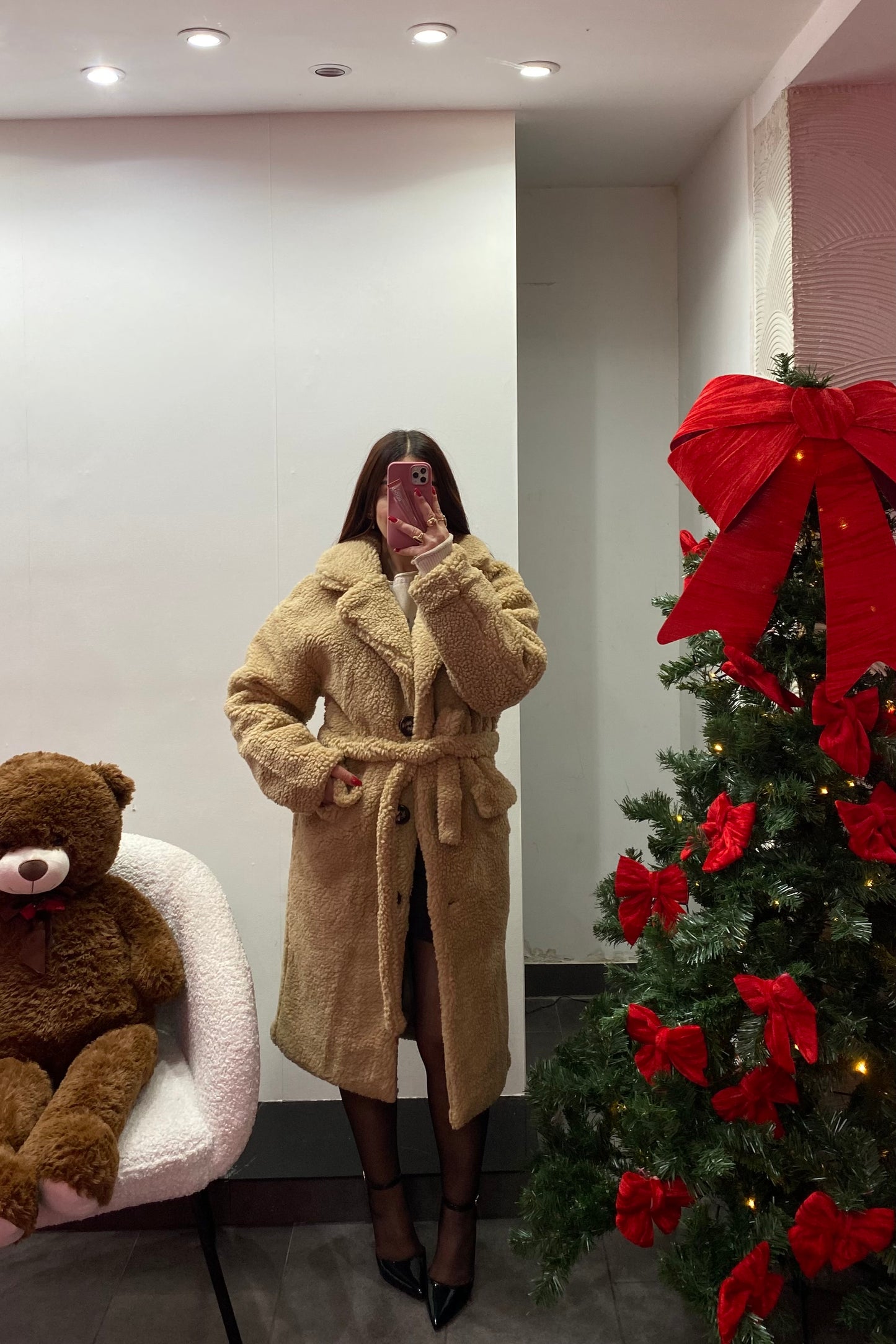 Cappotto teddy cintura
