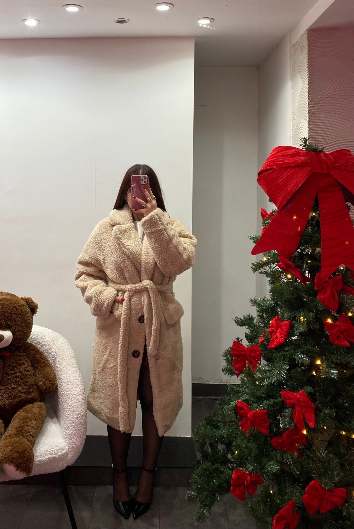 Cappotto teddy cintura