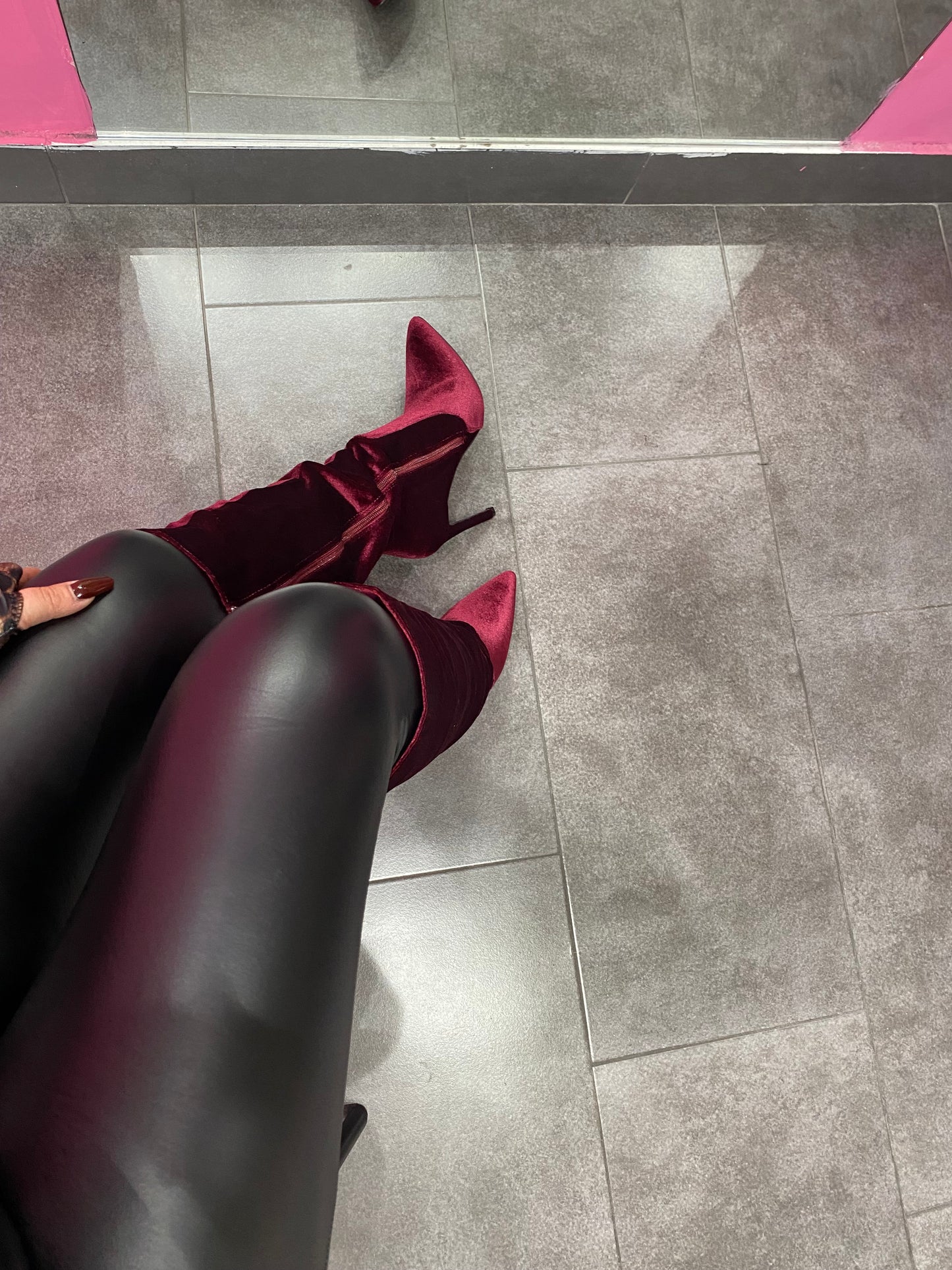 Stivale camoscio bordeaux