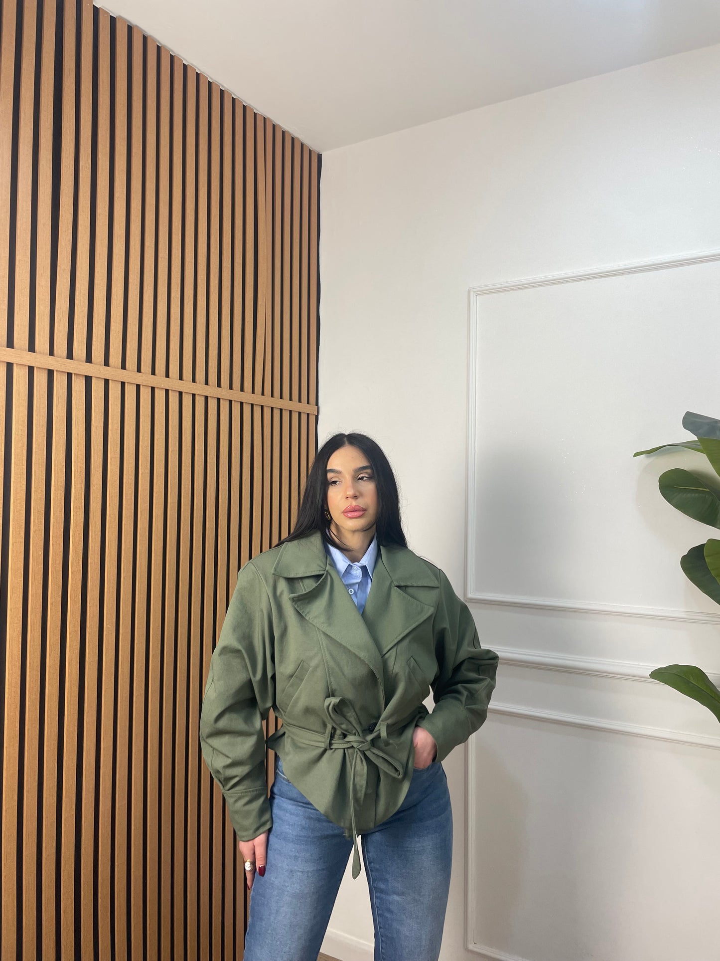 Trench crop doppio petto