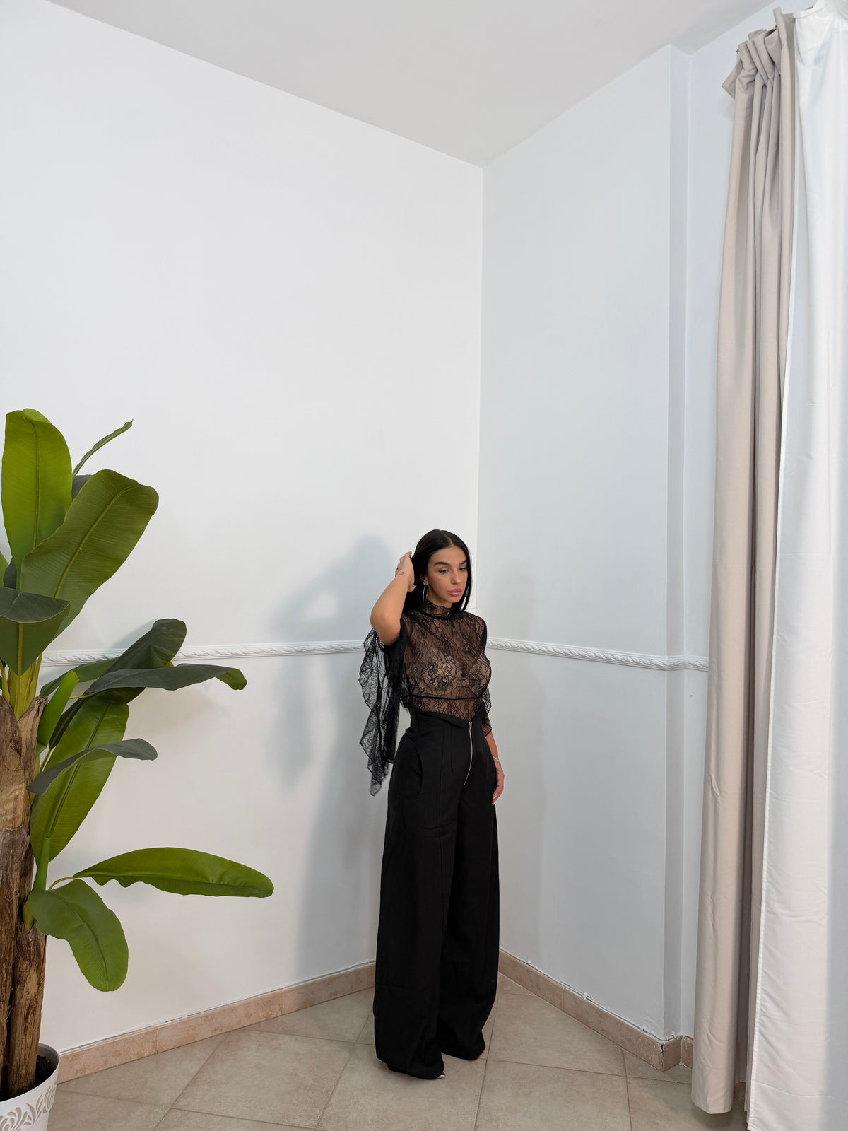 Maglia pizzo crop romance