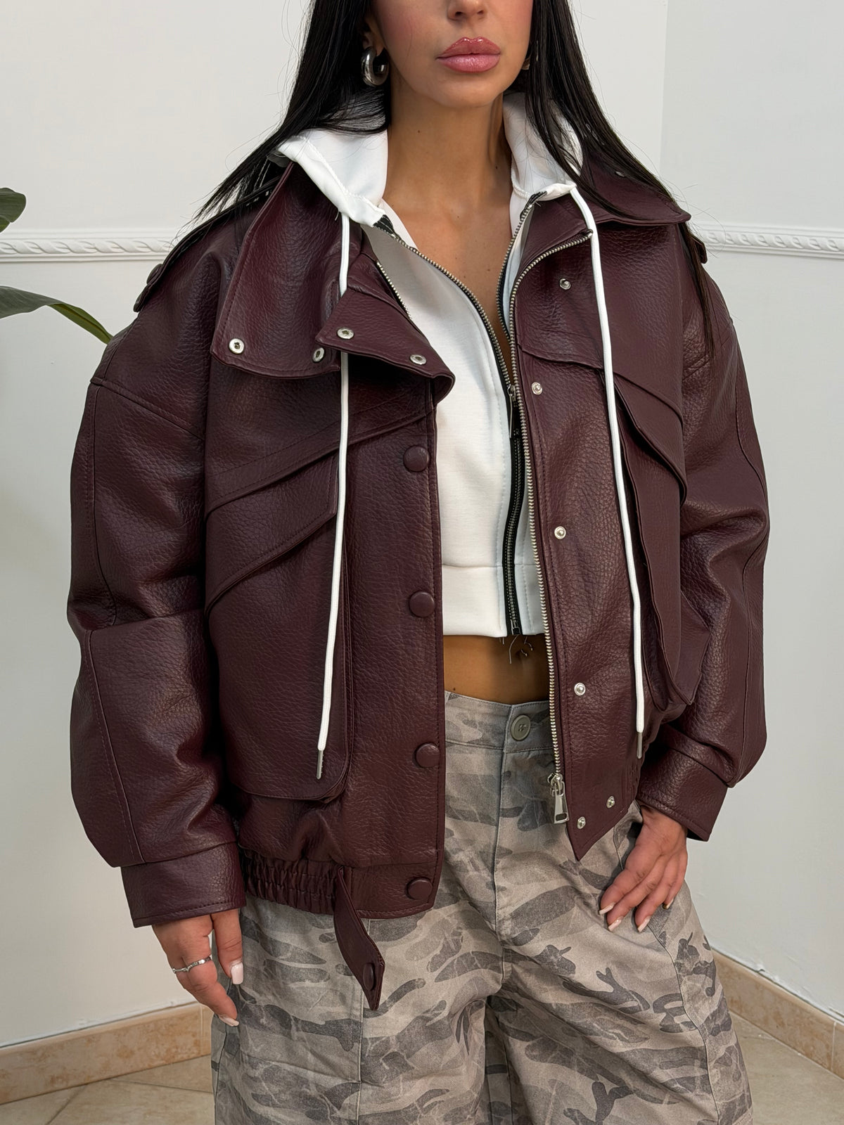 Bomber ecopelle Roxy burugundy