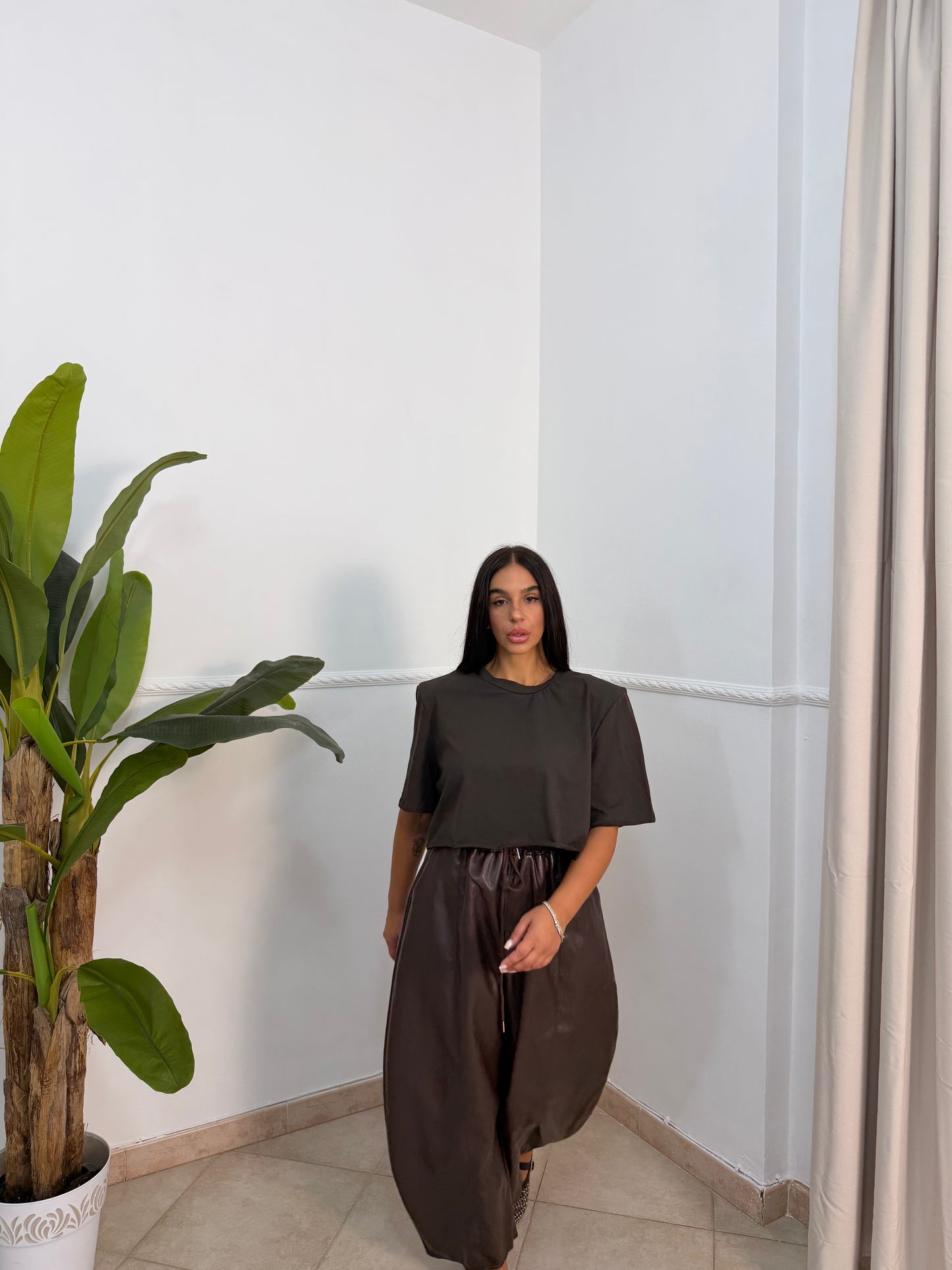 Pantalone 7/8 ecopelle