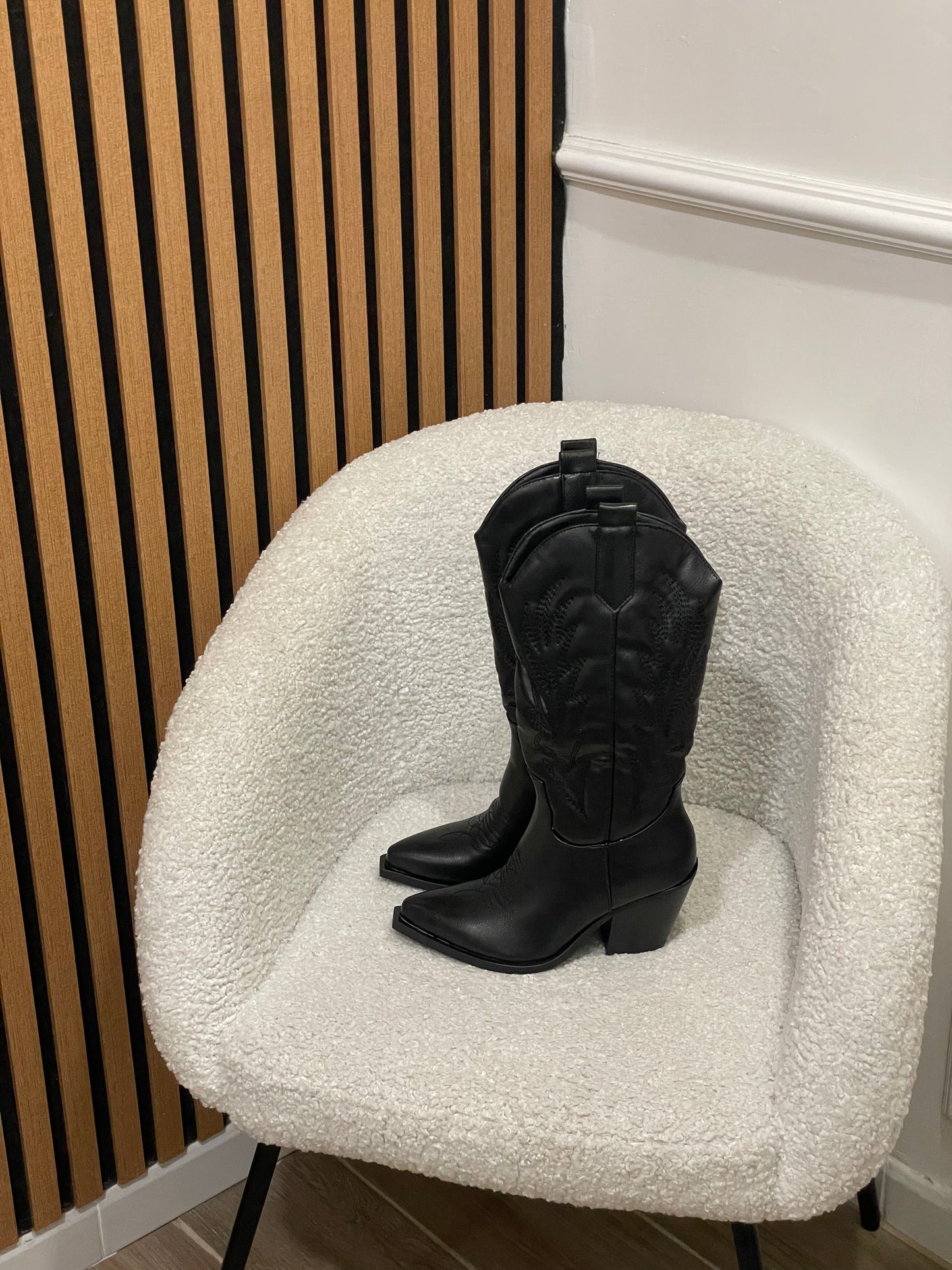 stivali cowboy ricamati black