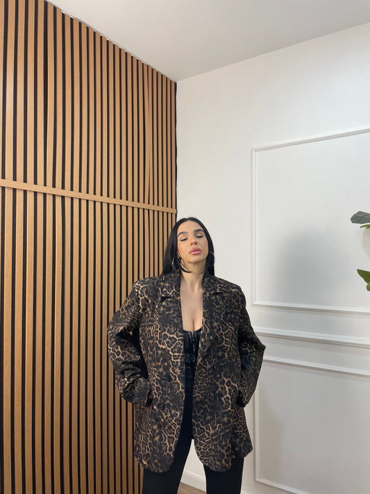 Blazer doppio petto animalier