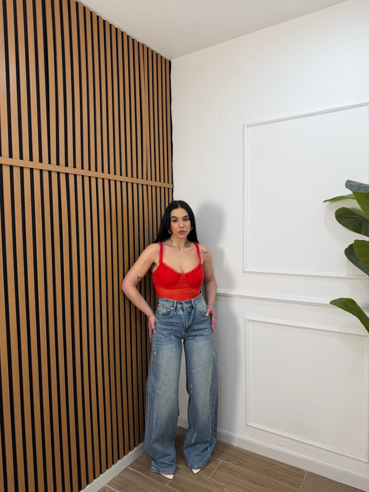 Jeans wideleg luccicoso