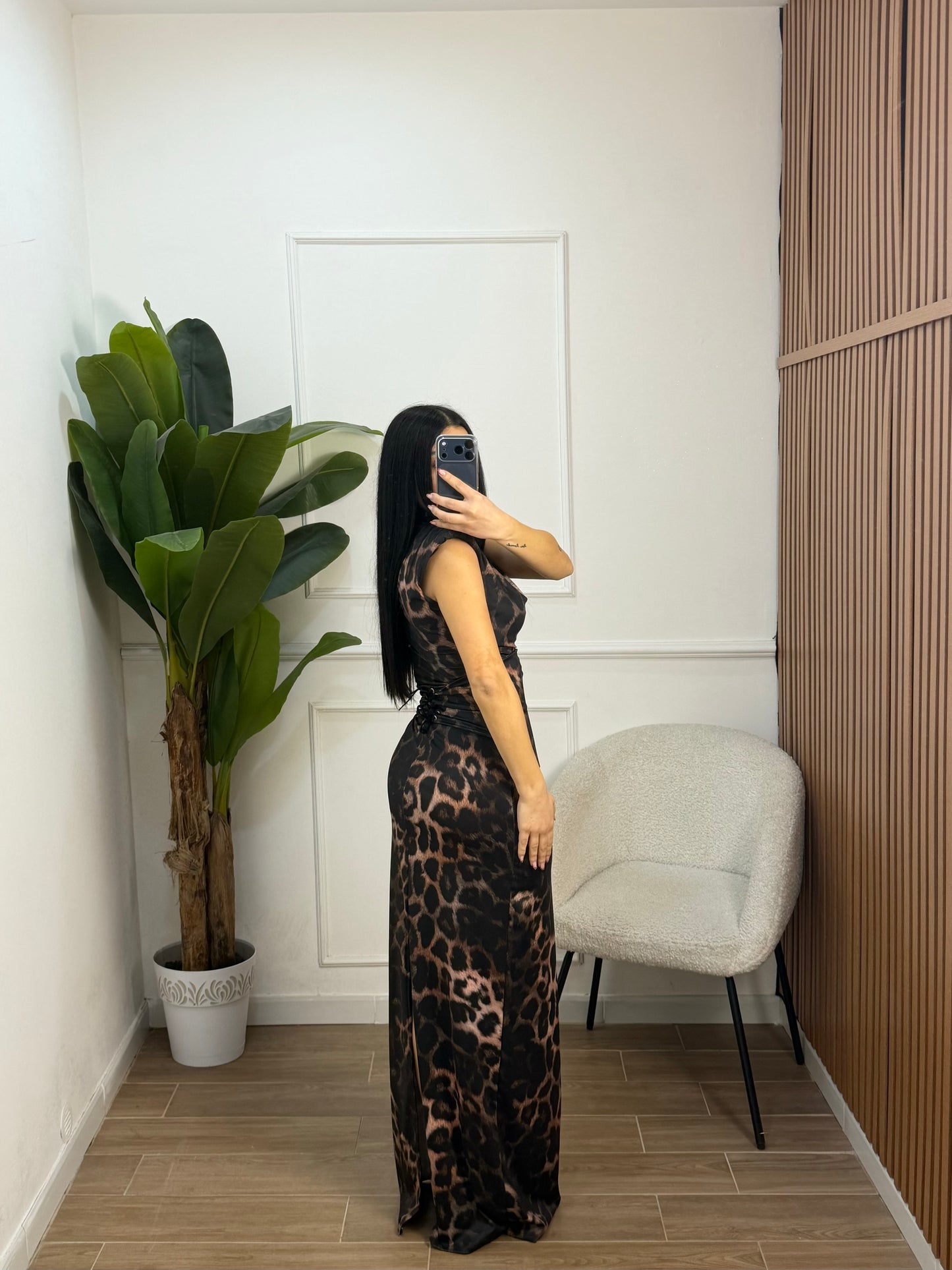 Abito bustier animalier