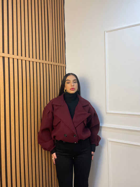 Bomber crop panno doppiopetto