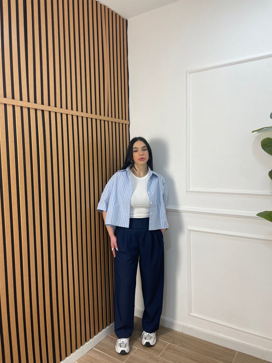 Camicia crop righe