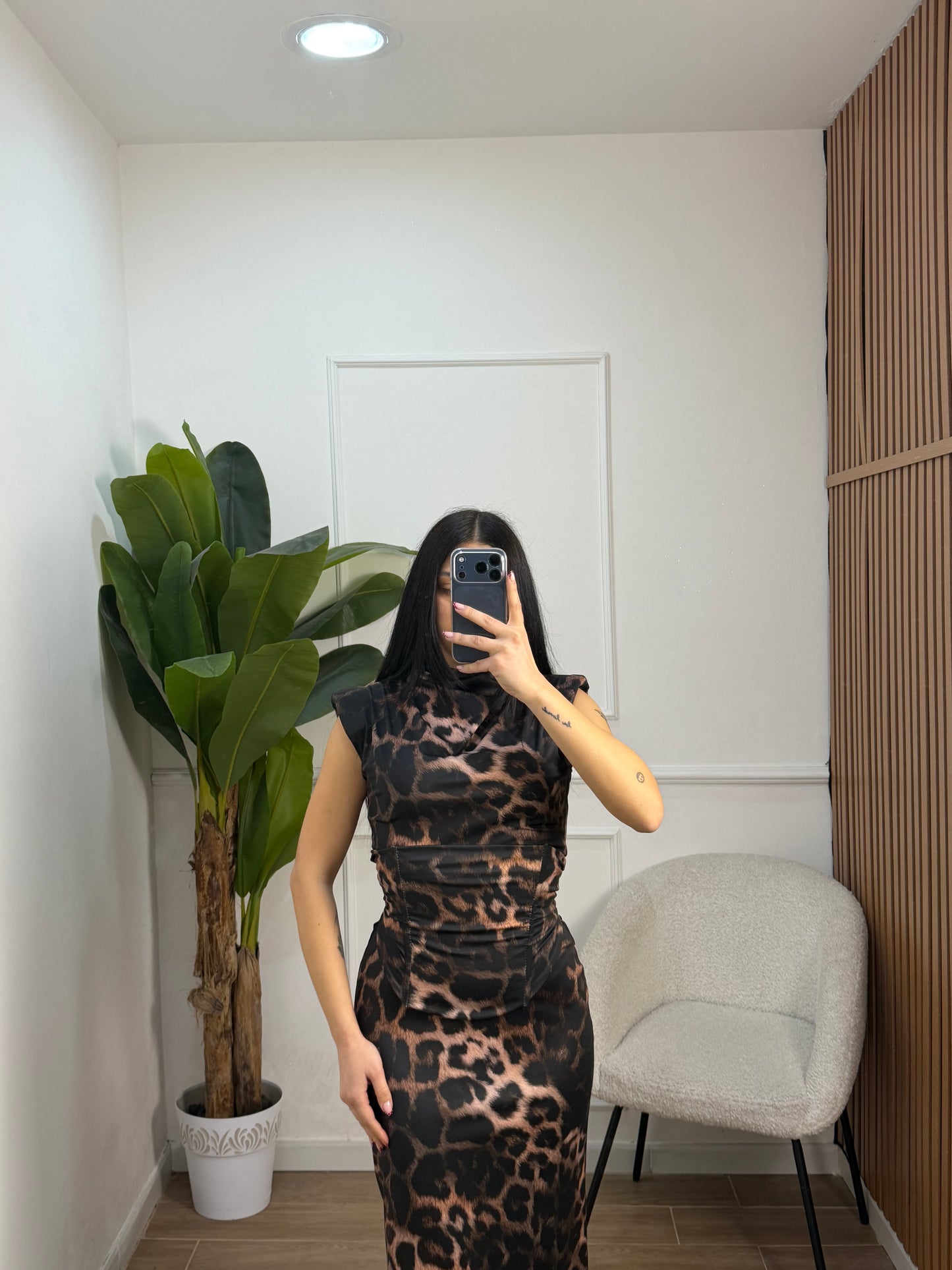 Abito bustier animalier