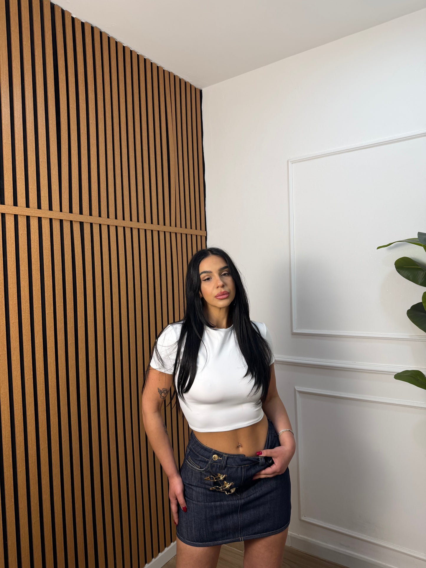 Maglia crop stringhe retro