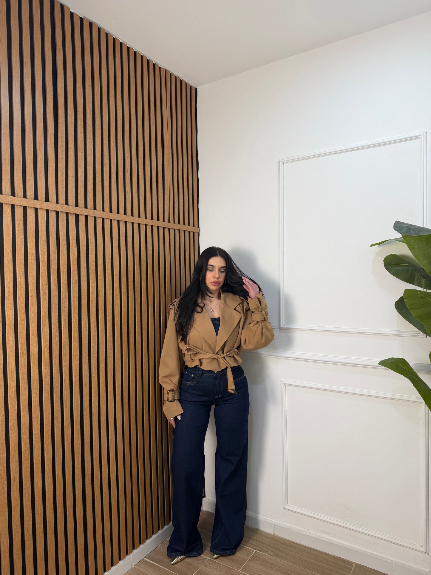 Trench crop doppio petto