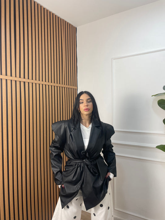 Giacca ecopelle manica vamp