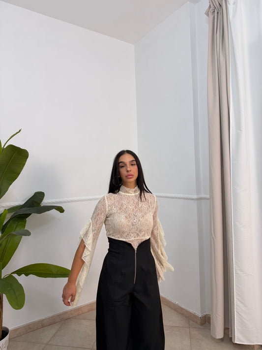 Maglia pizzo crop romance