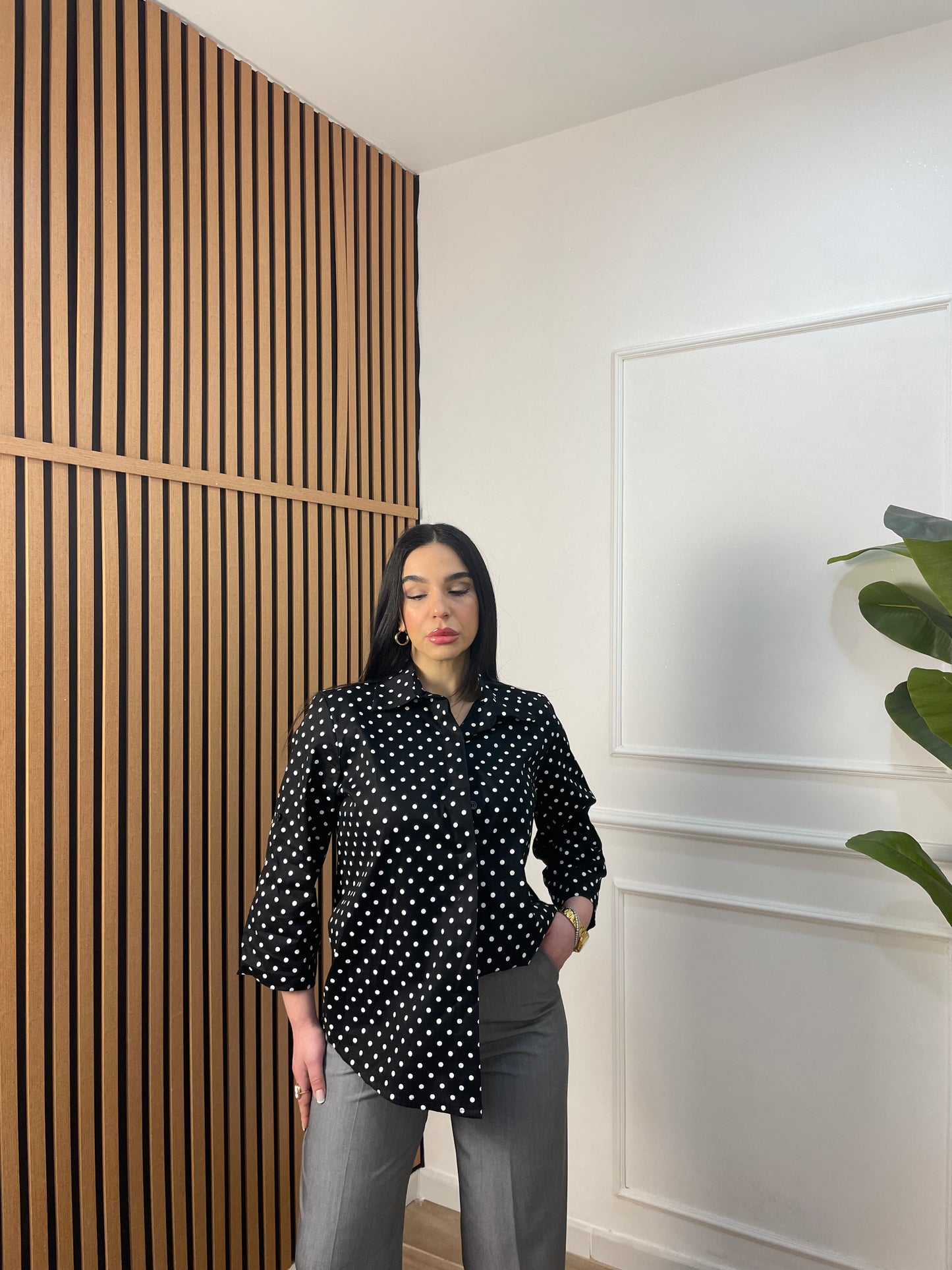 Camicia pois manica trequarti