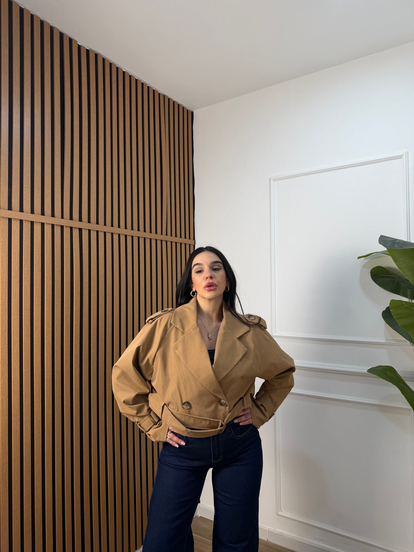 Trench crop doppio petto