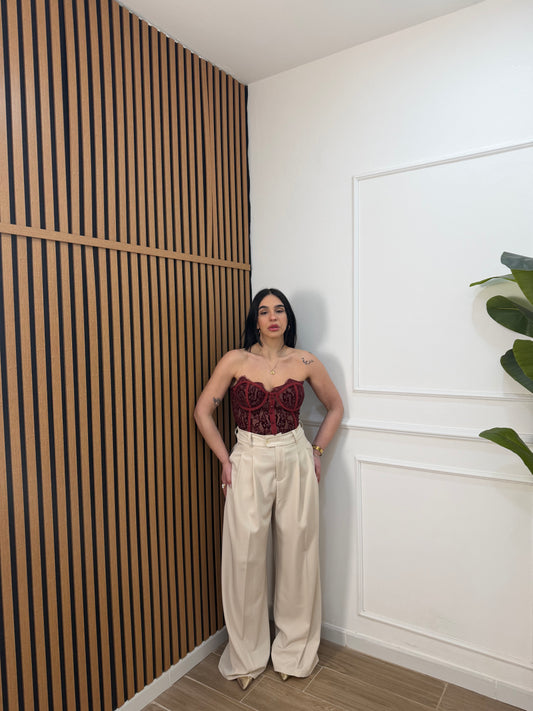 Pantalone palazzo bottone laterale