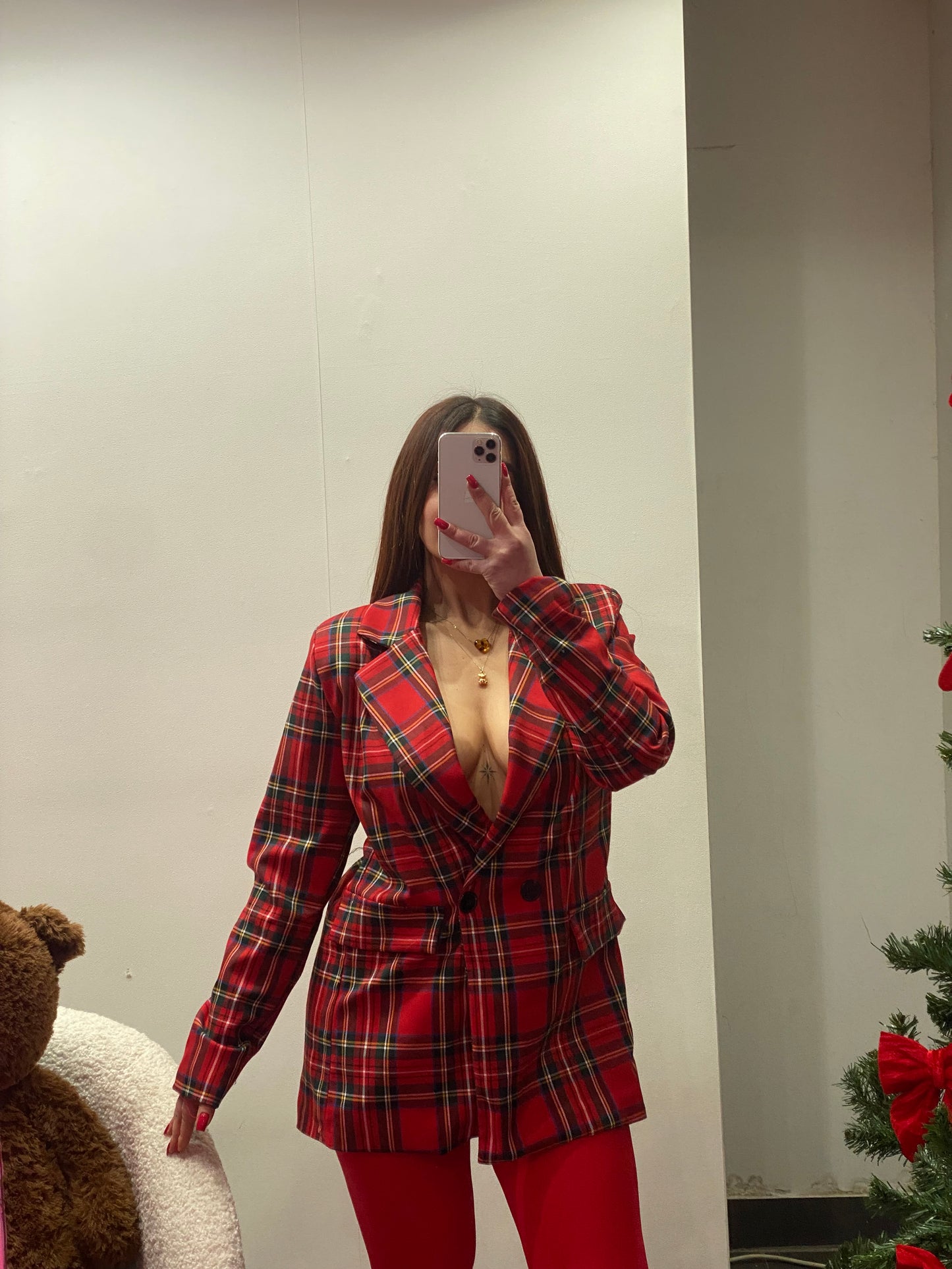 Blazer oversize tartan