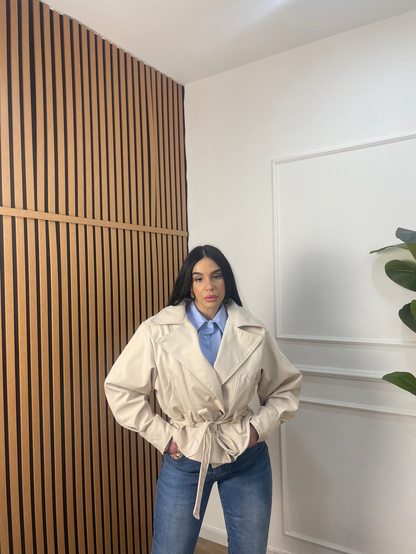 Trench crop doppio petto