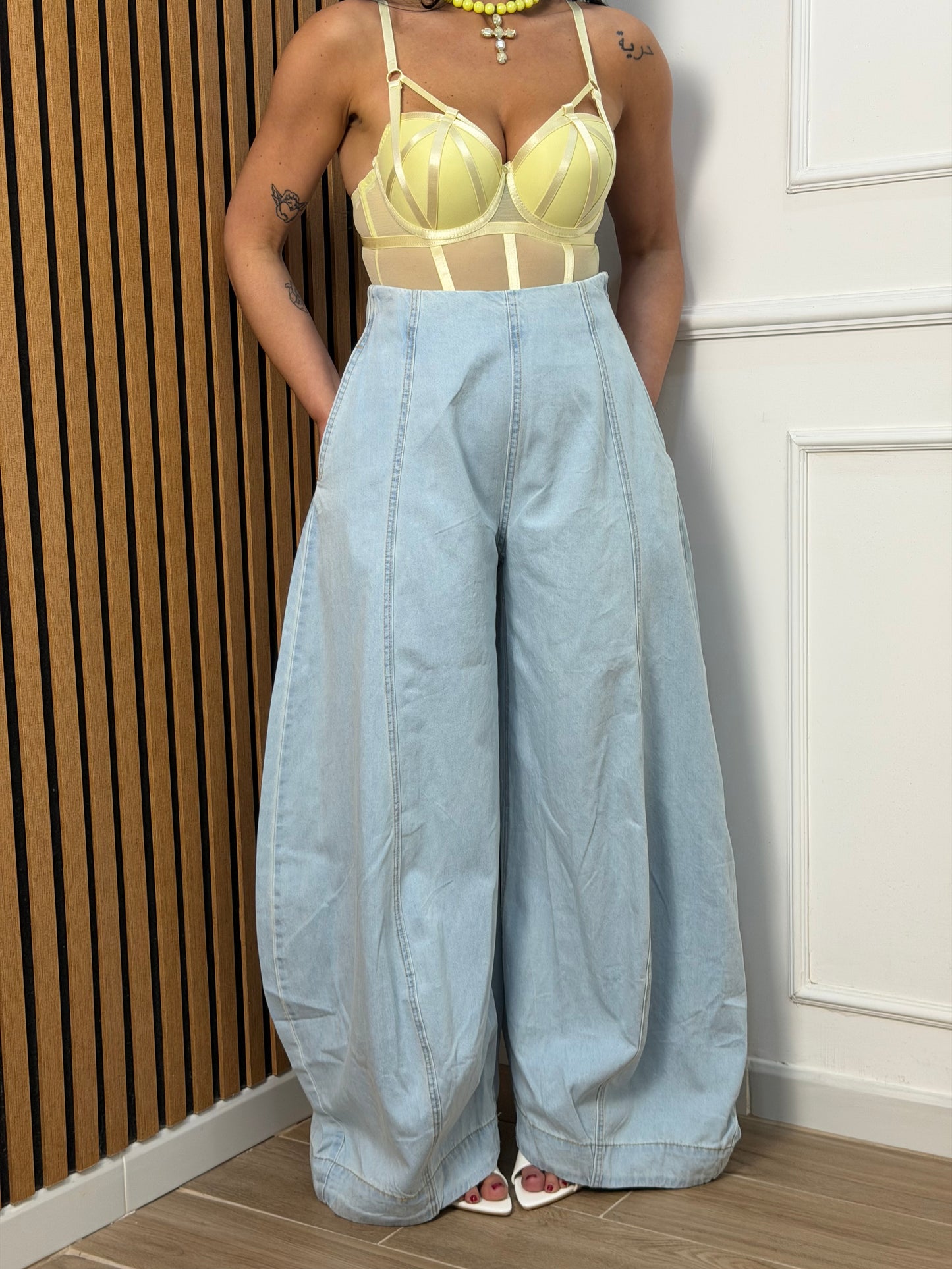Jeans balloon zip invisibile