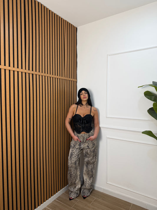 Jeans palazzo animalier