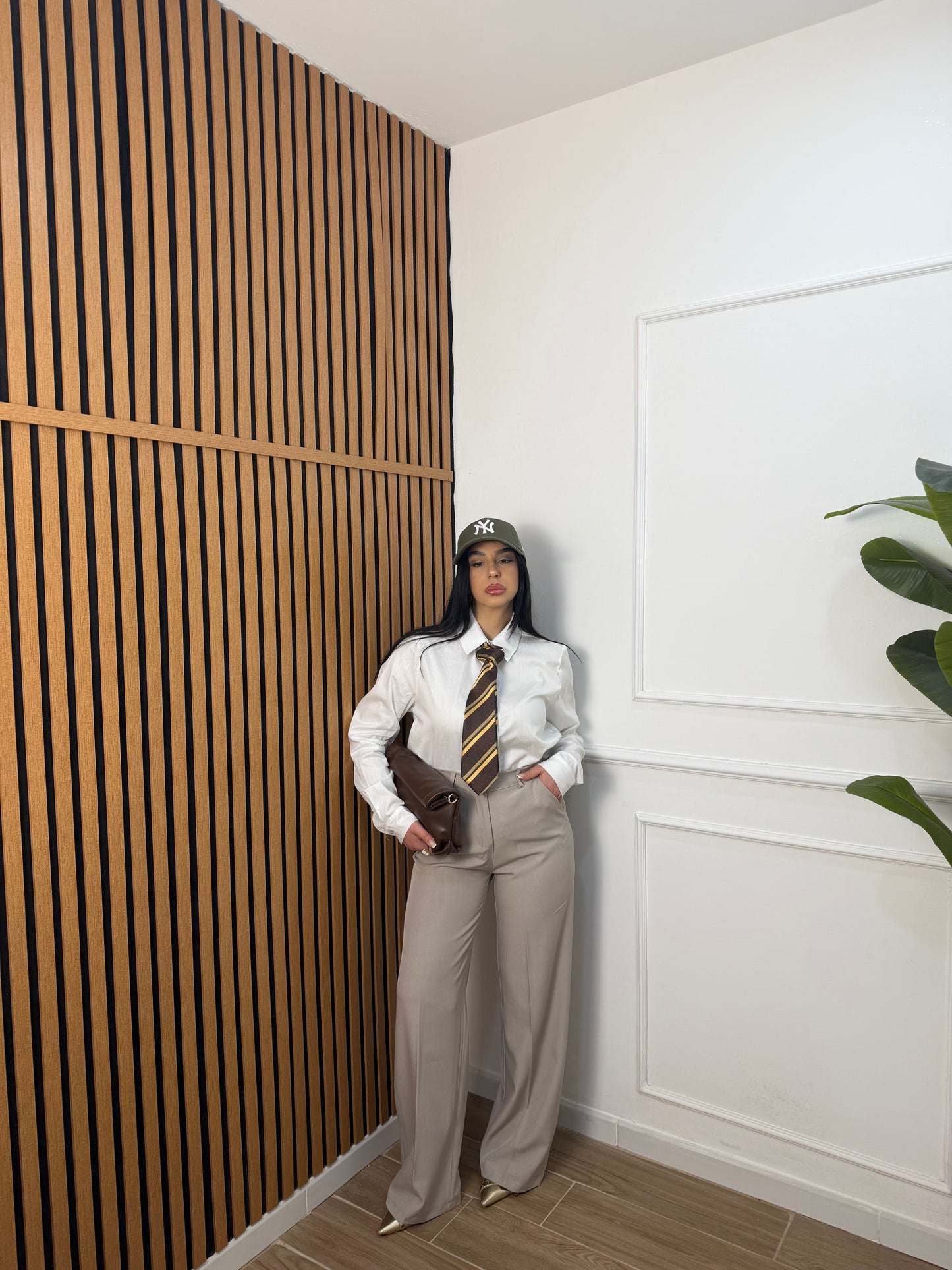 Pantalone palazzo tasche fango