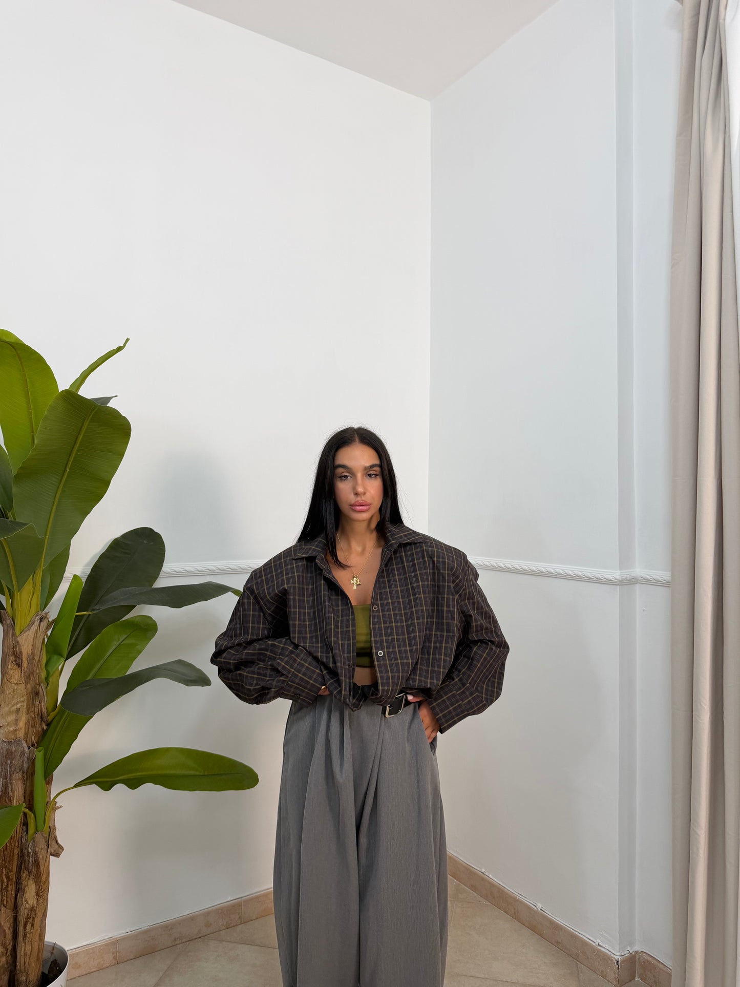 Camicia oversize maxi spalline