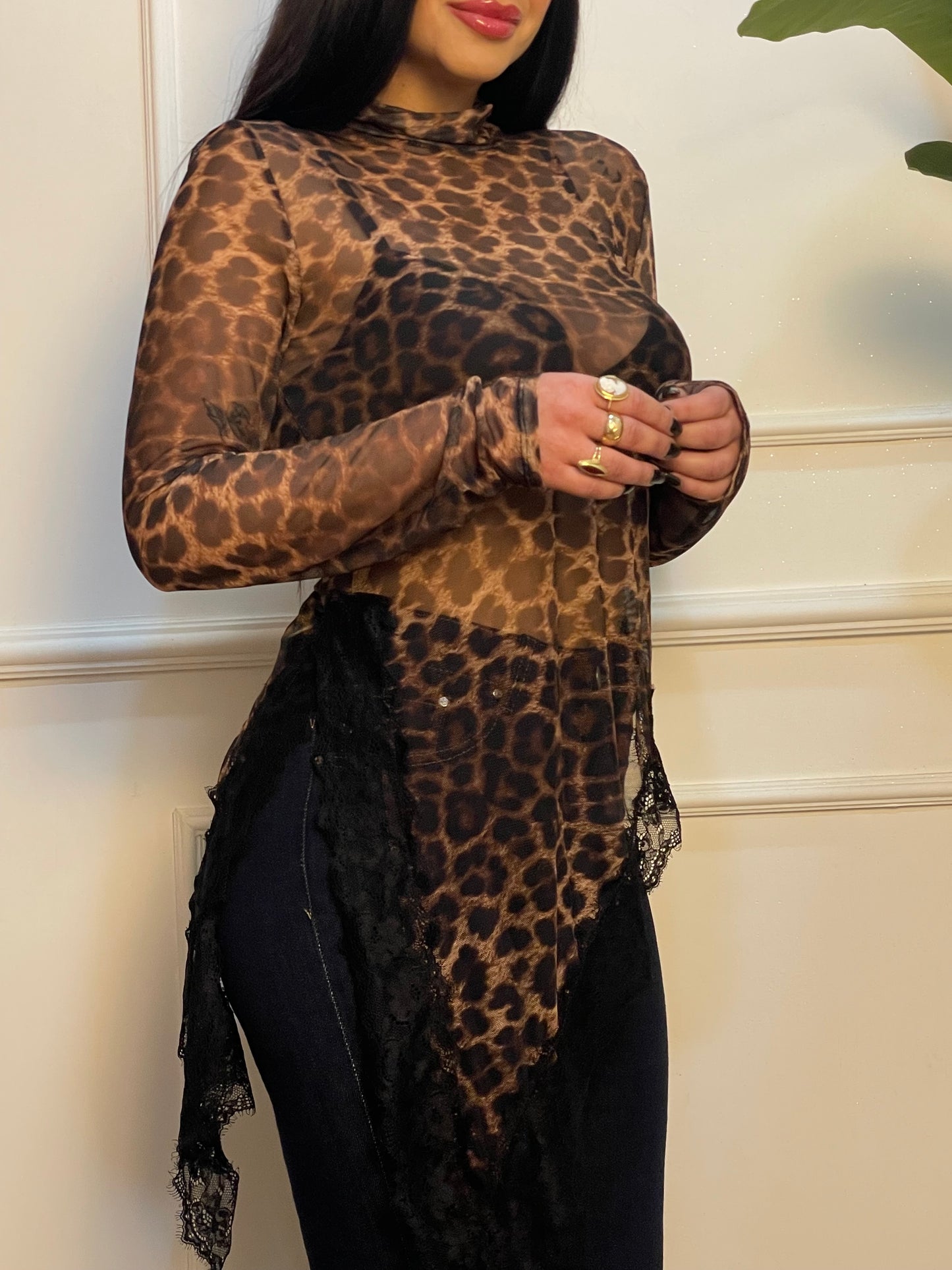 Maglia asimmetrica animalier