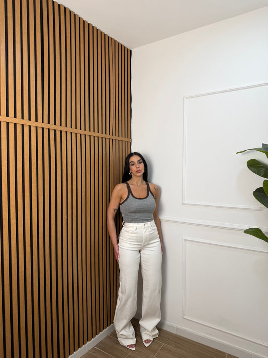 Jeans wide leg bianco