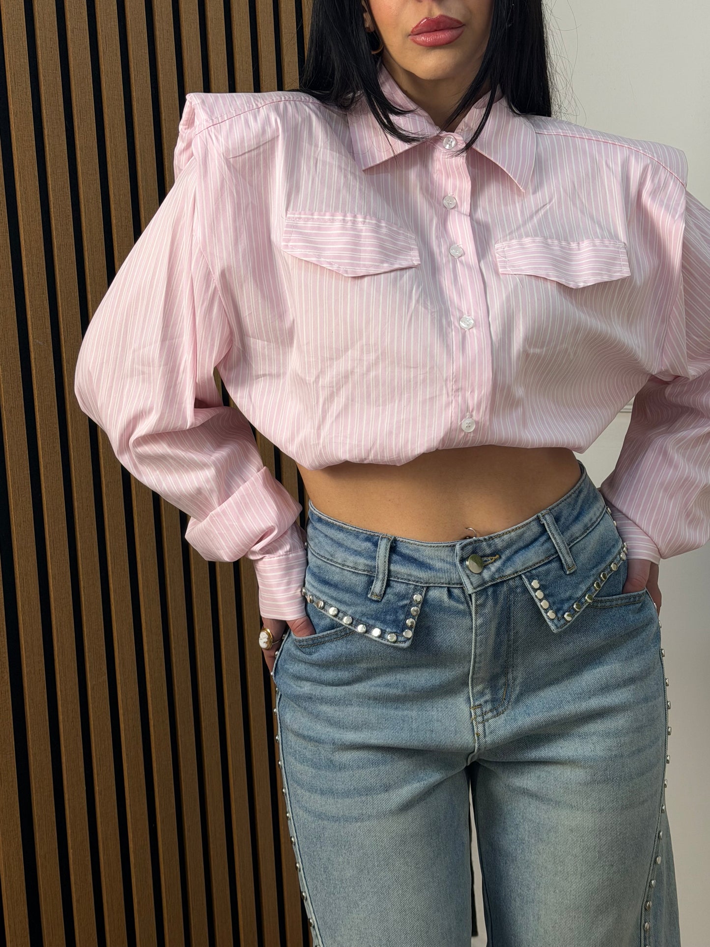 Camicia crop spalline