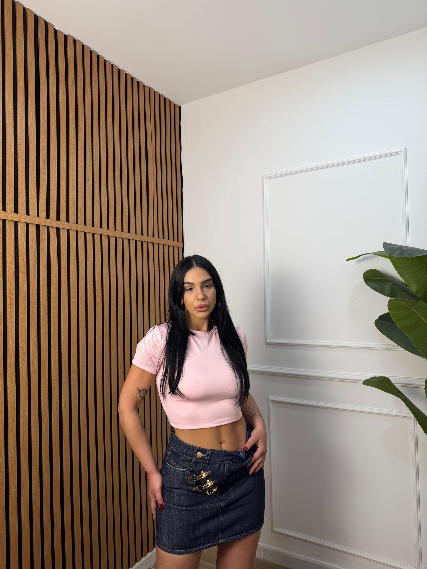 Maglia crop stringhe retro