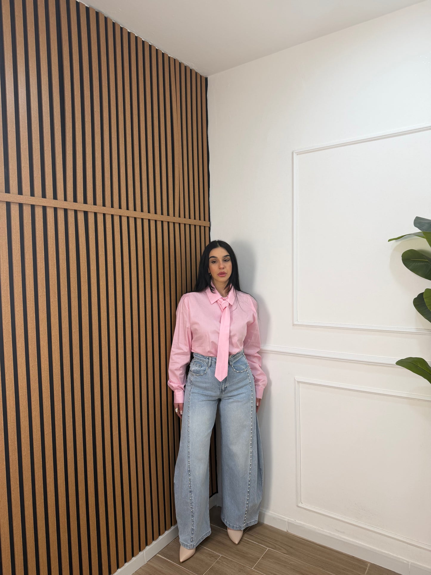 Camicia oversize cravatta Pink