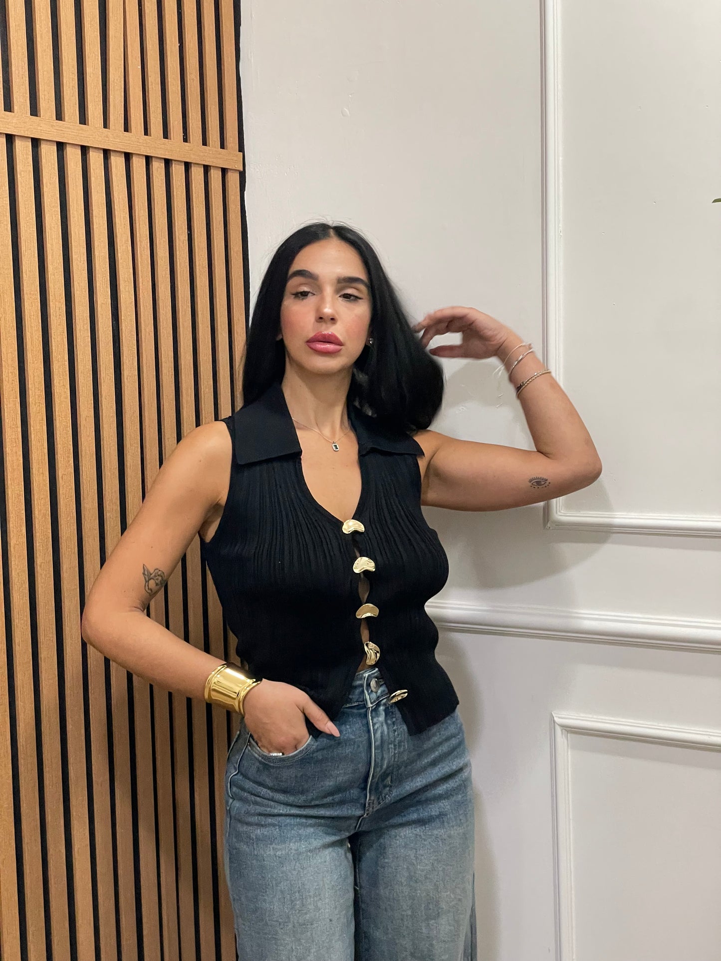 Cardigan giromanica bottoni gold