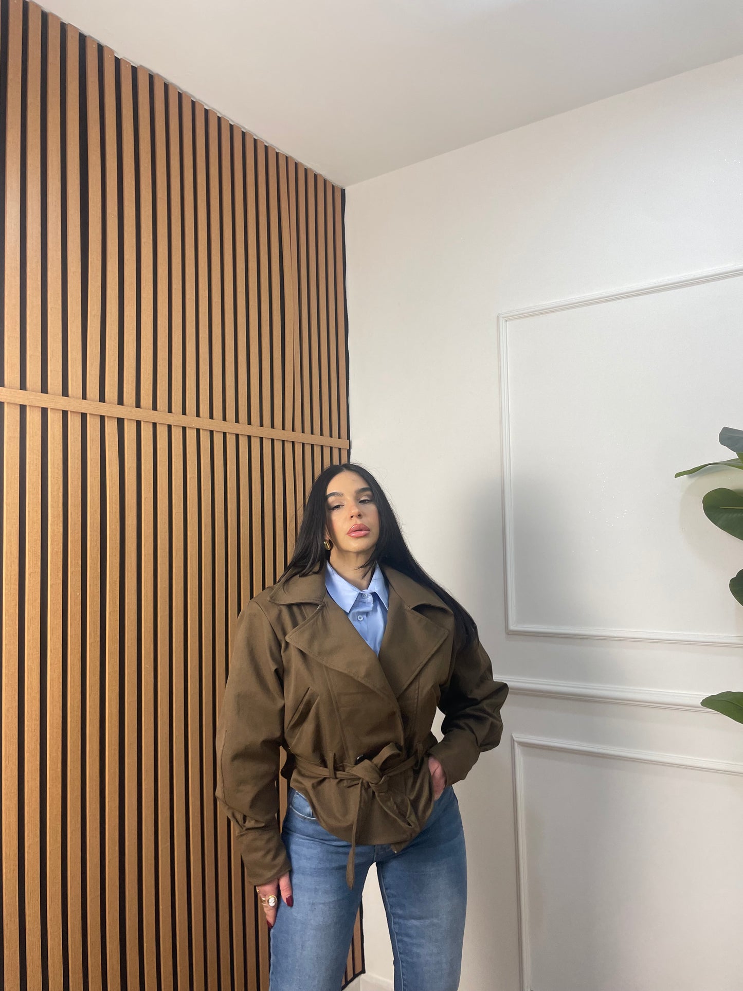 Trench crop doppio petto