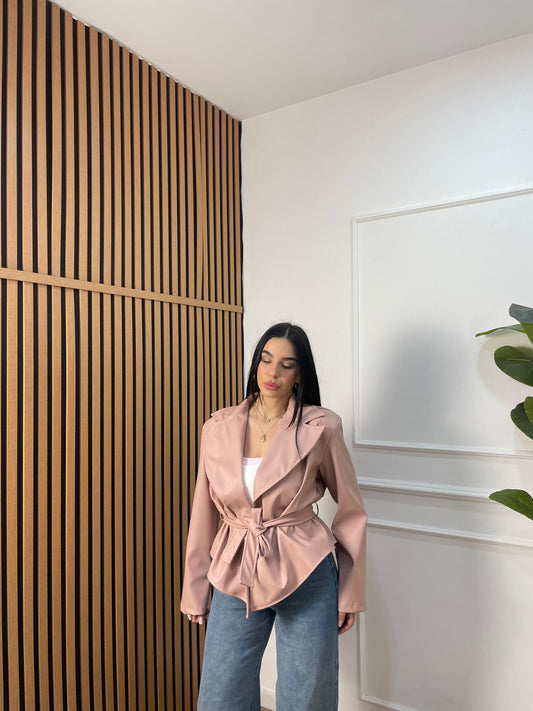 Trench ecopelle rosa