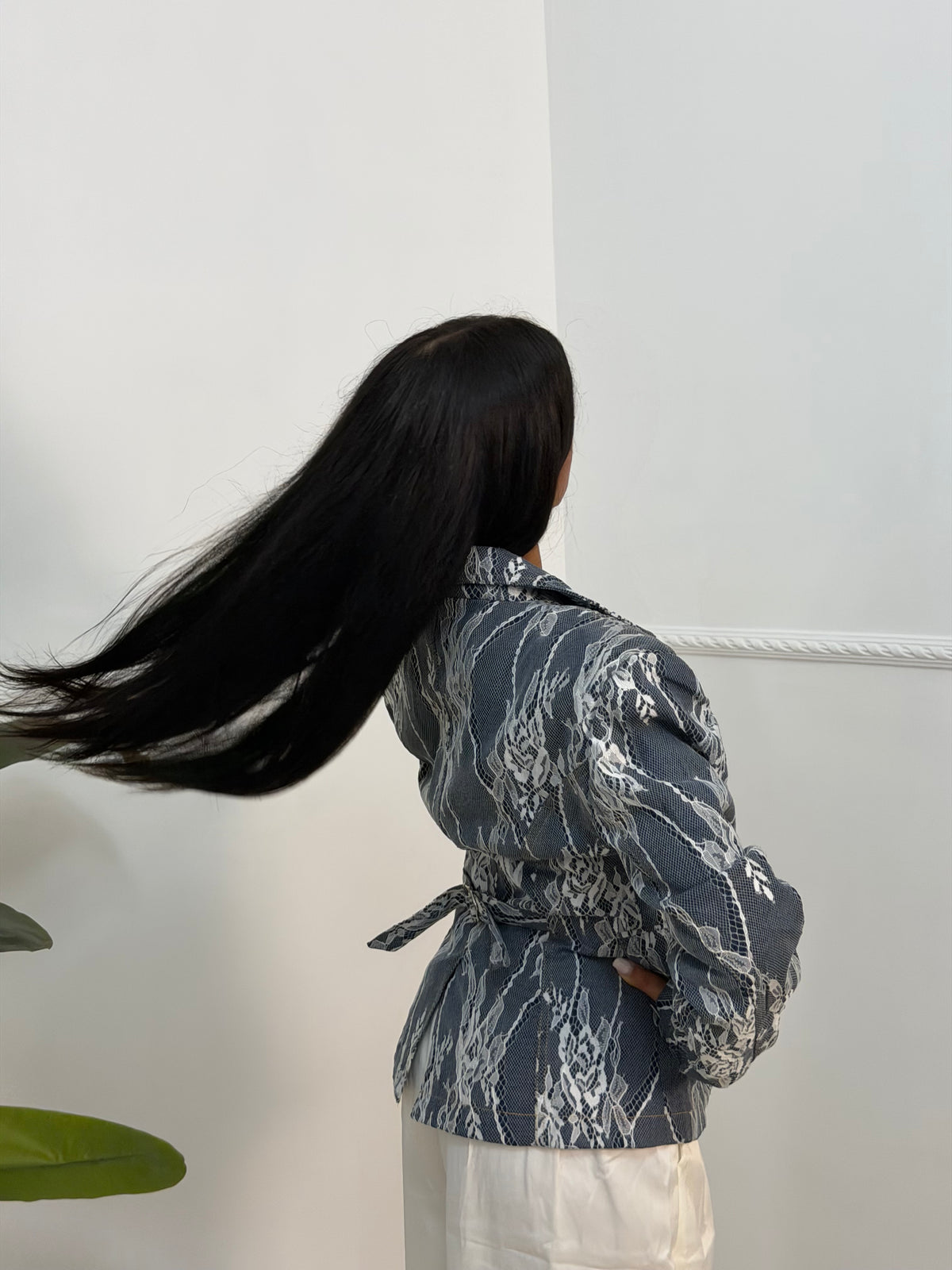 Giacca denim ricamo